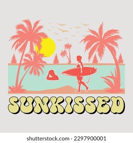 Sunkissed Retro Groovy Summer SVG Sublimation T-Shirt Graphic