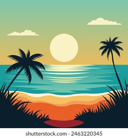 Sunkissed Serenity A Summer Symphony. Vector illustration.