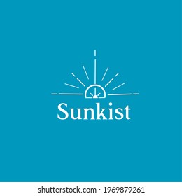 sunkist logo made of lemon shape and sun rays can be used for a brand and others