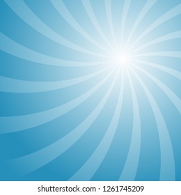 Sunlight abstract background. Bright blue color burst background. Vector illustration. Sun beam ray sunburst pattern background. Retro bright backdrop.