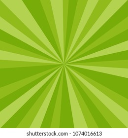 Sunlight abstract background. Bright green color burst background. Vector illustration. Sun beam ray sunburst pattern background. Retro bright backdrop. Watermelon.