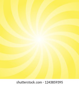 Sunlight abstract background. Bright yellow color burst background. Vector illustration. Sun beam ray sunburst pattern background. Retro bright backdrop.