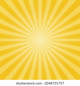 Sunlight abstract background. Bright yellow color burst background. Sun beam ray sunburst pattern background. Retro bright backdrop. starburst wallpaper