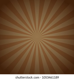 Sunlight abstract background. Brown color burst background. Vector illustration. Sun beam ray sunburst pattern background. Retro bright backdrop.