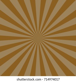 Sunlight abstract background. Brown color burst background. Vector illustration. Sun beam ray sunburst pattern background. Retro bright backdrop.