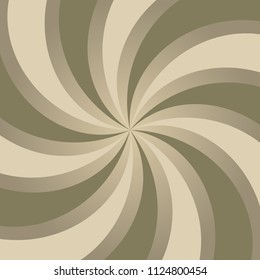 Sunlight abstract background. Chocolate brown color burst background. Retro vector illustration. Sun beam ray sunburst pattern background. Retro spiral backdrop.