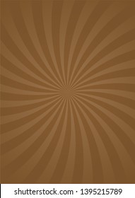 Sunlight abstract background. Chocolate brown color burst background. Retro vector illustration. Sun beam ray sunburst pattern background. Retro spiral backdrop.  starburst wallpaper