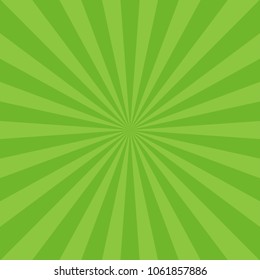 Sunlight abstract background. Green color burst background. Vector illustration. Sun beam ray sunburst pattern background. Retro bright backdrop. Watermelon
