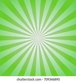 Sunlight abstract background. Green color burst background. Vector illustration. Sun beam ray sunburst pattern background. Retro bright backdrop. Watermelon