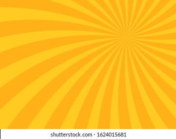 Sunlight abstract background. Orange and yellow color burst background. Vector illustration. Sun beam ray sunburst pattern background. Retro bright backdrop.