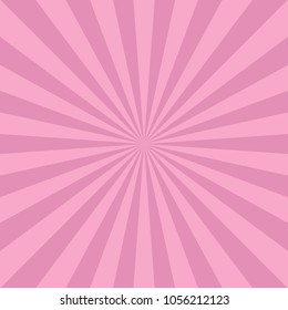 Sunlight abstract background. Pink color burst background. Vector illustration. Sun beam ray sunburst pattern background. Retro bright backdrop.