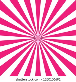 Sunlight abstract background. Pink and white color burst background. Vector illustration. Sun beam ray sunburst pattern background. Retro bright backdrop.  starburst wallpaper