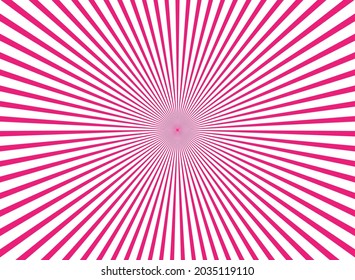 Sunlight abstract background. Pink and white color burst background with spot. Vector illustration. Sun beam ray sunburst pattern background. Retro bright backdrop.  starburst wallpaper