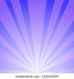 Sunlight abstract background. Purple and violet burst background. Vector illustration. Sun beam ray sunburst pattern background. Retro circus backdrop. Down, bottom burst center