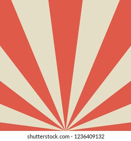 Sunlight abstract background. red and beige color burst background. Vector illustration. Sun beam ray sunburst pattern background. Retro circus backdrop. Down, bottom burst center
