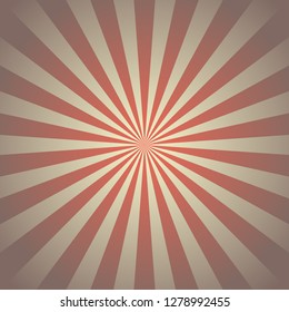 Sunlight abstract background. Red and beige burst background. Vector illustration. Sun beam ray sunburst pattern background. Retro circus backdrop.