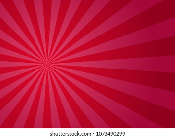 Sunlight abstract background. Red burst background. Vector illustration. Sun beam ray sunburst pattern background. Retro bright backdrop.
