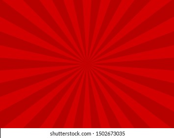 Sunlight abstract background. red color burst background. Vector illustration. Sun beam ray sunburst pattern wallpaper. Retro circus backdrop. Vintage poster or placard