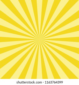 Sunlight abstract background. yellow color burst background. Vector illustration. Sun beam ray sunburst pattern background. Retro bright backdrop.