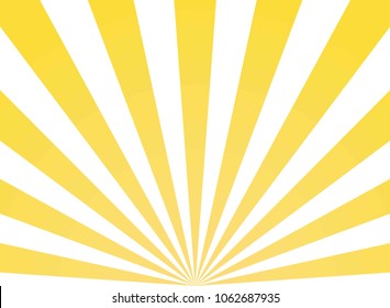 Sunlight abstract background. Yellow and white color burst background. Vector illustration. Sun beam ray sunburst pattern background. Retro bright backdrop. Sunny day.