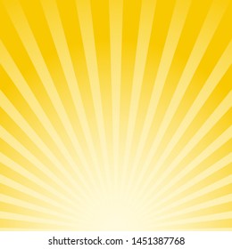 Sunlight abstract  background. Yellow and white color burst horizontal background. Vector illustration. Sun beam ray sunburst pattern background. Retro bright backdrop. Sunny day.