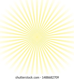 Sunlight abstract background. Yellow and white color burst  background. Vector illustration. Sun beam ray sunburst pattern background. Retro bright backdrop. Sunny day.