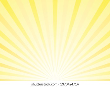Sunlight abstract wide background. Yellow and white color burst horizontal background. Vector illustration. Sun beam ray sunburst pattern background. Retro bright backdrop. Sunny day.