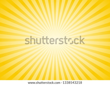 Sunlight abstract wide background. Yellow and white color burst horizontal background. Vector illustration. Sun beam ray sunburst pattern background. Retro bright backdrop. Sunny day. Сток-фото © 