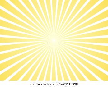 Sunlight abstract yellow background.  Retro bright backdrop with sun rays vector illustration