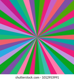 Sunlight  background. Bright multicolor burst background. Fantasy Vector illustration. Magic Sun beam ray sunburst pattern background. Retro circus bright backdrop.