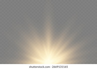 sunlight background, gold bokeh lights on transparent 