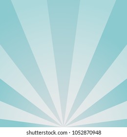 Sunlight background. Pale blue color burst background with white highlight. Fantasy Vector illustration. Magic Sun beam ray sunburst pattern background. Retro faded backdrop.