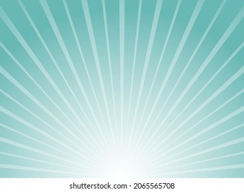 Sunlight  background. Pale blue color burst background with white highlight. Fantasy Vector illustration. Magic Sun beam ray sunburst pattern background. Retro faded backdrop.