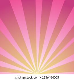 Sunlight  background. pink color burst background with yellow highlight. Fantasy Vector illustration. Magic Sun beam ray sunburst pattern background. Retro circus backdrop.  starburst wallpaper
