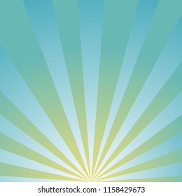 Sunlight  background. Powder blue color burst background with yellow highlight. Fantasy Vector illustration. Magic Sun beam ray sunburst pattern background. Retro circus backdrop.  starburst wallpaper