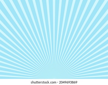 Sunlight  background. Powder blue color burst background with white highlight. Fantasy Vector illustration. Magic Sun beam ray sunburst pattern background. Retro faded backdrop.