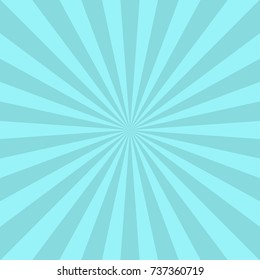 Sunlight  background. Powder blue color burst background. Fantasy Vector illustration. Magic Sun beam ray sunburst pattern background. Retro circus bright backdrop.