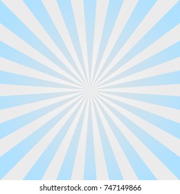Sunlight  background. Powder blue and pink color burst background with white highlight. Fantasy Vector illustration. Magic Sun beam ray sunburst pattern background. Retro faded backdrop.