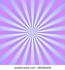 Sunlight  background. Violet and lilac color burst background. Fantasy Vector illustration. Magic Sun beam ray sunburst pattern background. Retro circus bright backdrop.