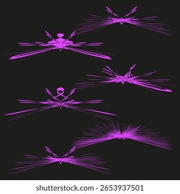 Sunlight burst icon. Purple ray symbol. Energy light Vector. Dynamic abstract illustration