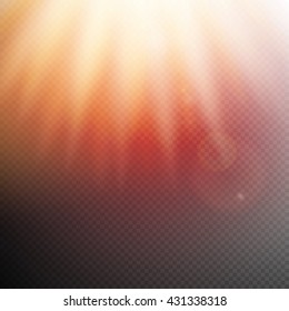 Sunlight or burst special light effect on transparent background. Sun rays and red toned radiance with transparency. EPS 10 vector file included