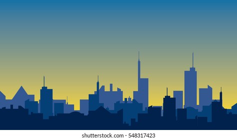 Sunlight cityscape silhouette
vector illustration