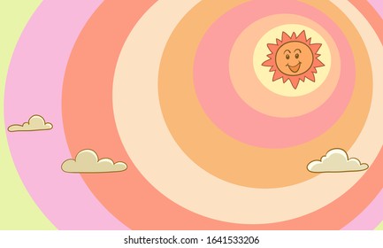 Sunlight color background with stars and clouds