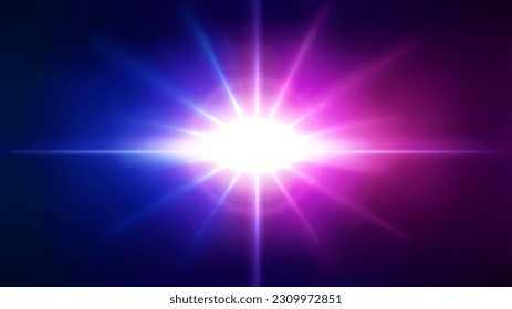 Sunlight Dazzling, Outer Space Background. Widescreen Vector Illustration