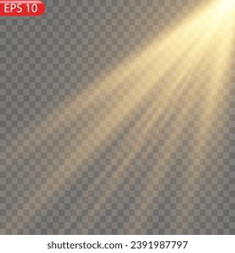 Sunlight. The effect of lightning and lighting, set of zippers, thunderstorm and lightning, symbol of natural strength or magic, light and shine, abstract, electricity and explosion, vector illustrati