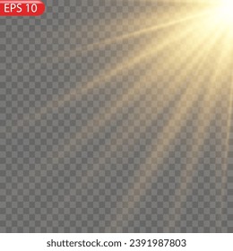 Sunlight. The effect of lightning and lighting, set of zippers, thunderstorm and lightning, symbol of natural strength or magic, light and shine, abstract, electricity and explosion, vector illustrati