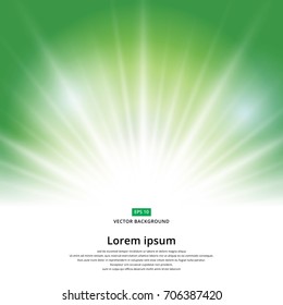 sunlight effect sparkle on green background christmas with copy space. Abstract vector illustration