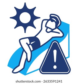 Sunlight Exposure icon represented by sunbathe Dualtone style.