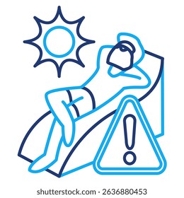 Sunlight Exposure icon represented by sunbathe Dual Line style.