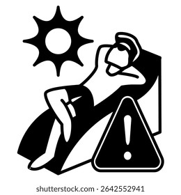 Sunlight Exposure icon represented by sunbathe Black Filled style.